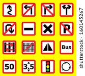 traffic sign icons on yellow... | Shutterstock .eps vector #160145267