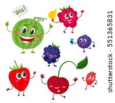 set of cute and funny berry... | Shutterstock .eps vector #551365831