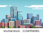 city downtown with skyscrapers  ... | Shutterstock .eps vector #1136906081