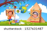 boys kids playing alien... | Shutterstock .eps vector #1527631487