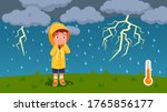 boy kid scared of thunder ... | Shutterstock .eps vector #1765856177