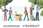 men   women farmers picking... | Shutterstock .eps vector #1785408107