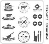 Set Of Butcher Shop Labels And...