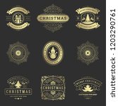 christmas labels and badges... | Shutterstock .eps vector #1203290761