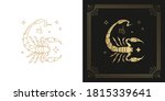 Zodiac scorpio horoscope sign line art silhouette design vector illustration. Creative decorative elegant linear astrology zodiac scorpio emblem template for logo or poster decoration.