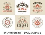 camping and outdoor adventure... | Shutterstock .eps vector #1932308411