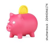 pink piggy bank with gold coin... | Shutterstock .eps vector #2044346174