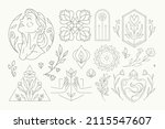 monochrome linear logo set with ... | Shutterstock .eps vector #2115547607