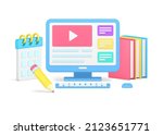 digital remotely education... | Shutterstock .eps vector #2123651771