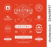 christmas labels and badges... | Shutterstock .eps vector #334658957
