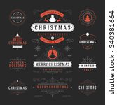 christmas labels and badges... | Shutterstock .eps vector #340381664