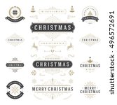 christmas labels and badges... | Shutterstock .eps vector #496572691