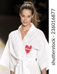 Small photo of New York, NY - September 4, 2014: Philippa walks the runway during rehearsal at Desigual show during Mercedes-Benz Fashion Week Spring 2015 at The Theatre at Lincoln Center