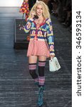 Small photo of New York, NY - September 11, 2015: Edythe Hughes walks the runway at the Betsey Johnson fashion show during the Spring Summer 2016 New York Fashion Week at The Arc - Skylight Moynihan Station