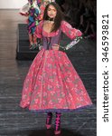 Small photo of New York, NY - September 11, 2015: Nikki Haroldson walks the runway at the Betsey Johnson fashion show during the Spring Summer 2016 New York Fashion Week at The Arc - Skylight Moynihan Station