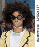 Small photo of NEW YORK, NY - SEPTEMBER12, 2016: Tarah Rodgers walks the runway at the Thom Browne Spring Summer 2017 fashion show during New York Fashion Week
