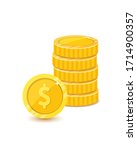 golden dollars  metal coins... | Shutterstock .eps vector #1714900357