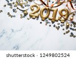 happy new year 2019 gold... | Shutterstock . vector #1249802524