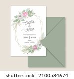 elegant greenery leaf and peony ... | Shutterstock .eps vector #2100584674