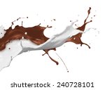 milk and chocolate splashing isolated on white