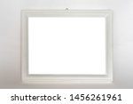 empty wooden white photo frame... | Shutterstock . vector #1456261961
