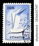 Small photo of TURKEY - CIRCA 1959 : Cancelled postage stamp printed by Turkey, that shows Birds, circa 1959.