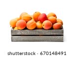 Fresh  Apricots On Wooden Box...