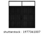 Vintage large black wooden door frame isolated on a white background