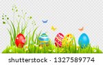 easter eggs hunting and... | Shutterstock .eps vector #1327589774