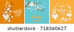 autumn leaves cards set.... | Shutterstock .eps vector #718360627