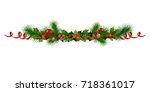 christmas festive poinsettia... | Shutterstock .eps vector #718361017