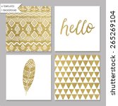 set of 4 gold design card... | Shutterstock .eps vector #265269104