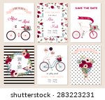 collection of 6 cute card... | Shutterstock .eps vector #283223231