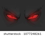 evil red eyes in dark. vector... | Shutterstock .eps vector #1077248261