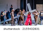 Small photo of Oberammergau, Germany - May 4:scene from the famous passions festival which is repeated every ten years with over 2000 performers (taken during the photo press event) in Oberammergau on May 4, 2022