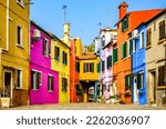 famous old town of Burano in italy - venice