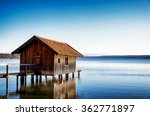 Old Wooden Boathouse At A Lake