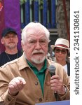 Small photo of London, UK. 21st July 2023. Actor Brian Cox speaking at the Equity Union rally, London, standing in solidarity with SAG-AFTRA actors strike in USA, for fair pay, residual payments and issues on A.I.
