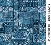 hawaiian style blue tapa tribal ... | Shutterstock .eps vector #1808733241