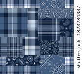 bandana motifs and tartan plaid ... | Shutterstock .eps vector #1823284337