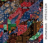 bandana kerchief fabric paisley ... | Shutterstock .eps vector #1955121124