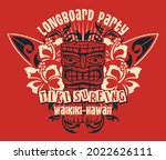 hawaii waikiki tiki longboard... | Shutterstock .eps vector #2022626111