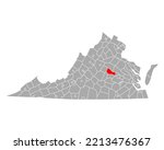 Map of Goochland in Virginia on white