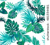Vector Tropical Leaves Pattern. ...