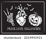 Peace. Love. Halloween. Vector...