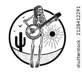 skeleton playing a banjo.... | Shutterstock .eps vector #2128412291