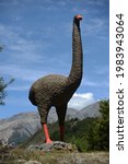 Small photo of The iconic moa statue at Bealey, New Zealand, welcomes visitors to the West Coast of the South Island. The statue was erected in memory of a recent sighting of the supposedly extinct moa.
