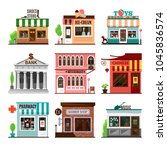 set of vector shops and stores... | Shutterstock .eps vector #1045836574