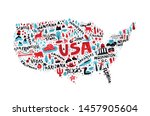 usa map flat hand drawn vector... | Shutterstock .eps vector #1457905604