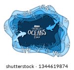paper art of world oceans day.... | Shutterstock . vector #1344619874